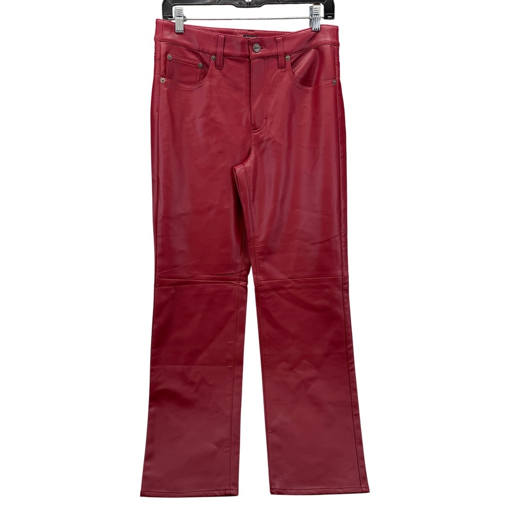 NEW J.Crew Nipped Straight Faux Leather Pants Vivid Burgundy Size 27 NWT